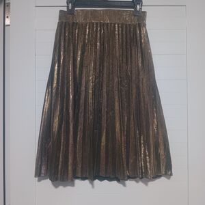 Chic Metallic Brown A-Line Skirt